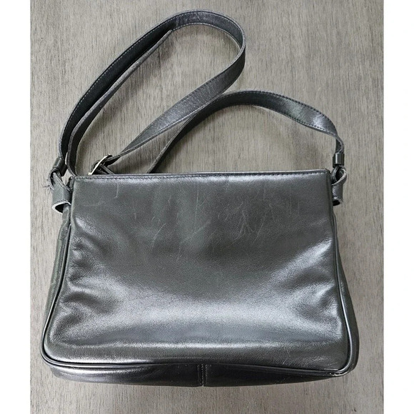 Aigner Crossbody Purse Shoulder Bag Handbag Smooth Black Leather Minimalist Vtg - Picture 7 of 12